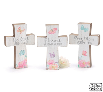 Shelf Sitter Cross Flower Bouquet