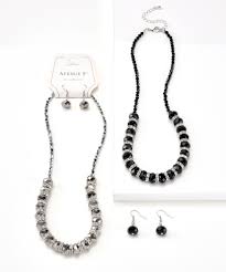 Silver & Black Necklace Flower Bouquet