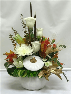 White Fall Pumpkin Flower Bouquet