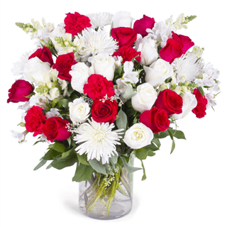 Red and White affections Flower Bouquet