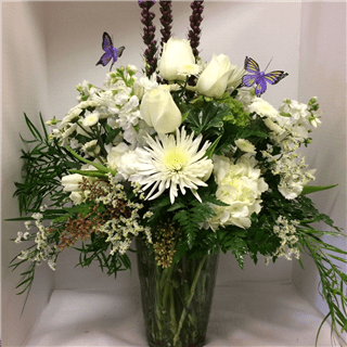 White Harmony with Purple Accents Flower Bouquet