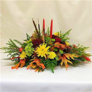 Country Autumn Centerpiece with Candles