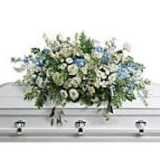 Blue and White Casket Spray