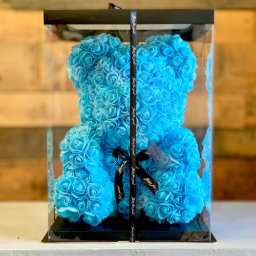 Blue Rose Bear by Fanny's Flowers