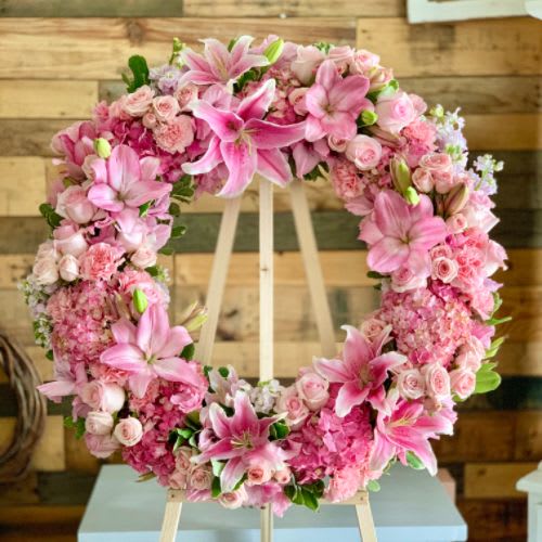 Pink Serenity Wreath by Fanny's Flowers