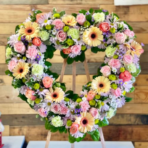 Pastel Heart Wreath by Fanny's Flowers