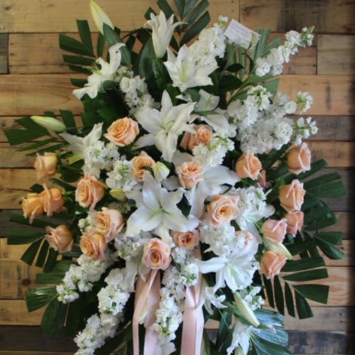 Peach and White Standing Spray