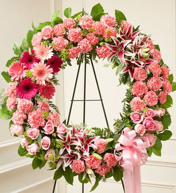 Serene Blessings Standing Wreath - Pink
