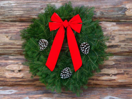 PRE-ORDER ONLY: 26" Fresh Balsam Holiday Decorated Wreath Flower Bouquet