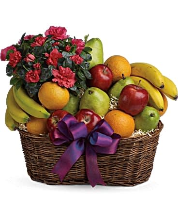 Fruits and Blooms Basket Flower Bouquet
