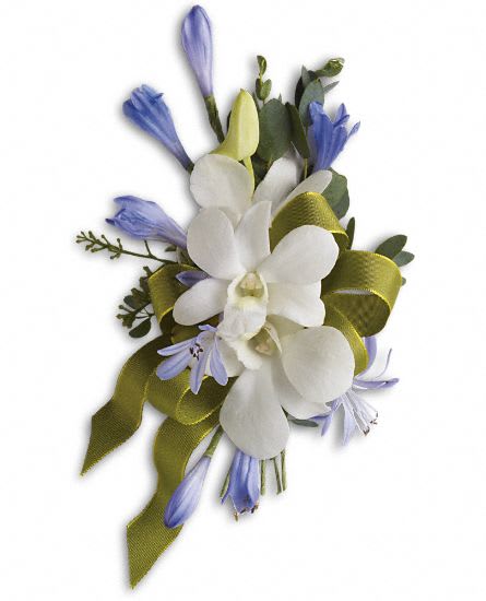 Blue and White Elegance Corsage Flower Bouquet