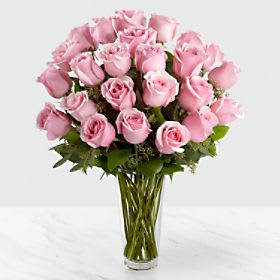 The Long Stem Pink Rose Bouquet - Vase Included Flower Bouquet