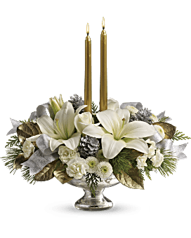 Teleflora's Silver And Gold Centerpiece