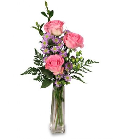 Three's A Charm Pink Rose Bud Vase