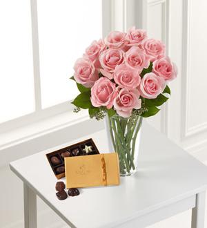 The FTD® Pink Rose & Godiva Bouquet