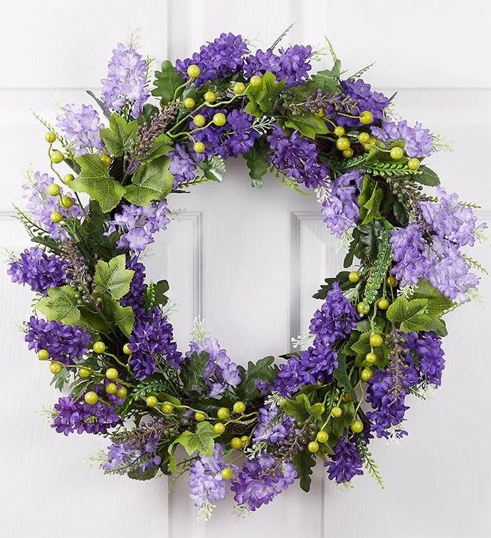 Faux Lilac Wreath-22"
 Flower Bouquet