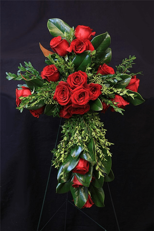 Red Rose Cross Standing Spray