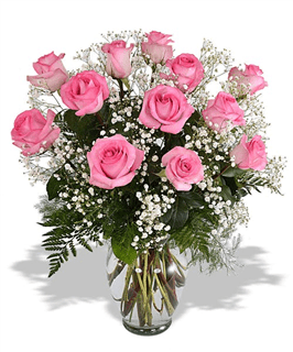 Pink Rose Classic 12 Flower Bouquet
