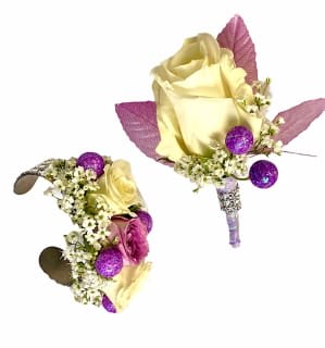 Purple Haze Wristlet and Boutonniere Set