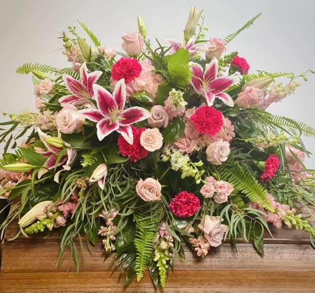 Ruby Glow Casket Spray Flower Bouquet