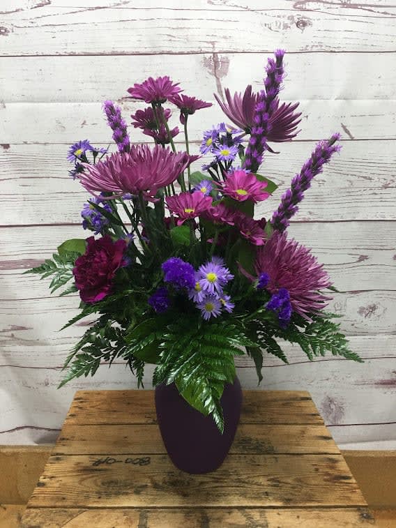 Purple Person Vased Arrangement Flower Bouquet