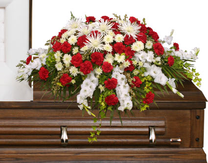GRACEFUL RED & WHITE CASKET SPRAY