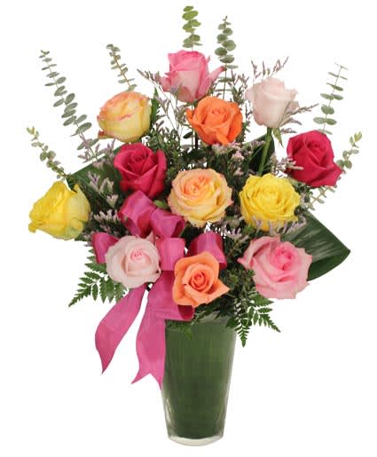 Rainbow Of Roses Flower Bouquet