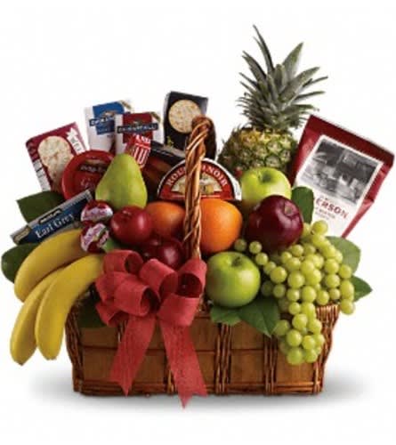 Bon Vivant Gourmet Basket Flower Bouquet