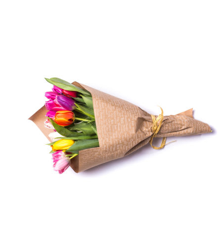 Assorted tulips Wrapped Flower Bouquet