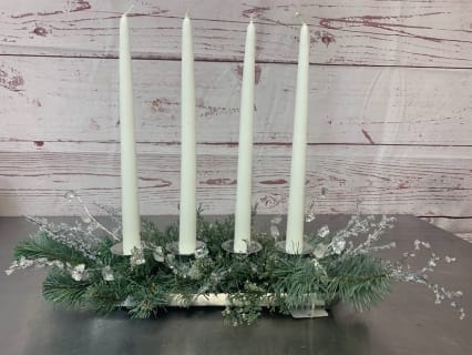Fabulously Frosted Silk (Artificial) Candle Centerpiece