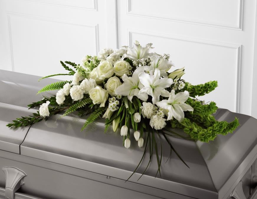 Mixed White Casket Spray Flower Bouquet
