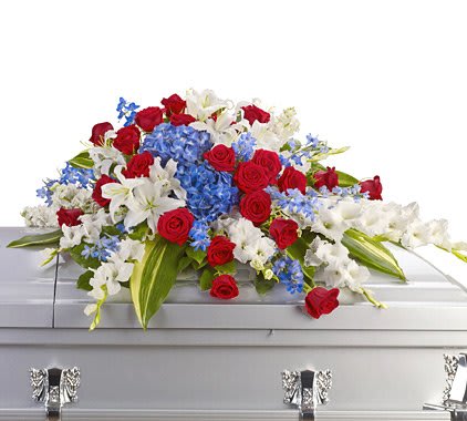 Red, White & Blue Casket Spray Flower Bouquet