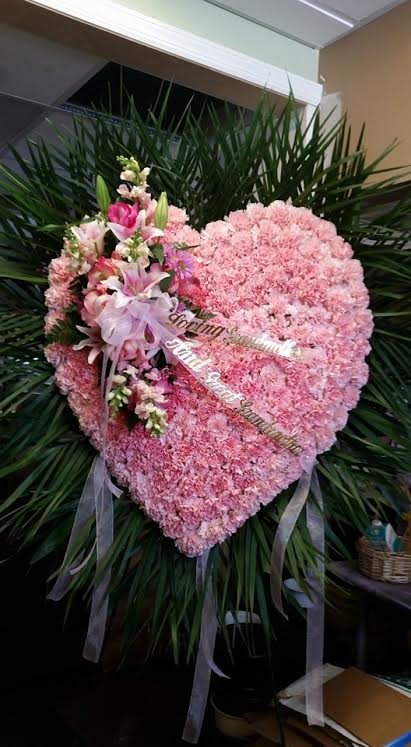 Pink Carnation Heart with Flower Cluster Flower Bouquet