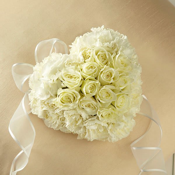 White Rose Casket Heart