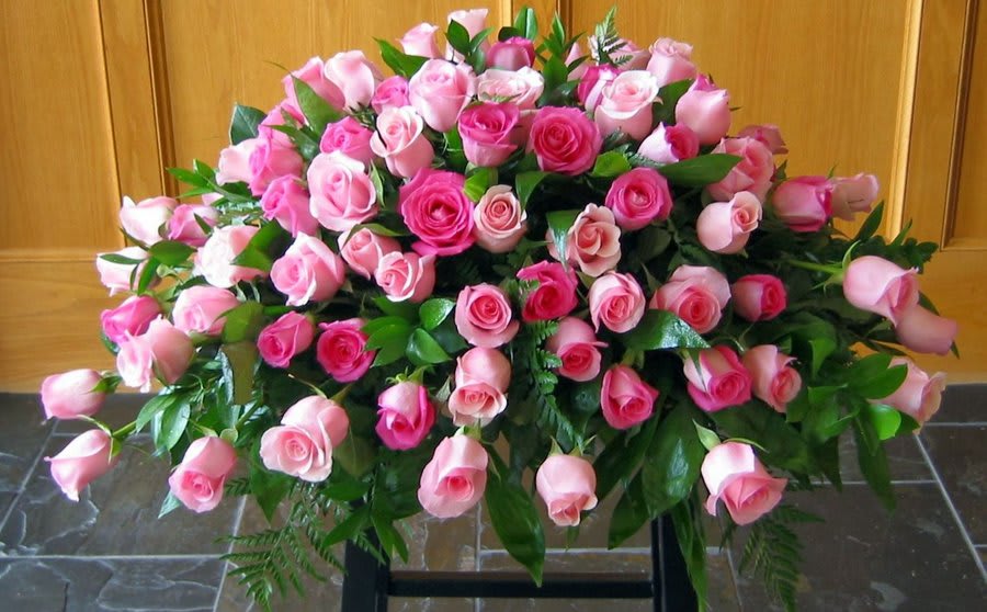 Mixed Brights Casket Spray Flower Bouquet