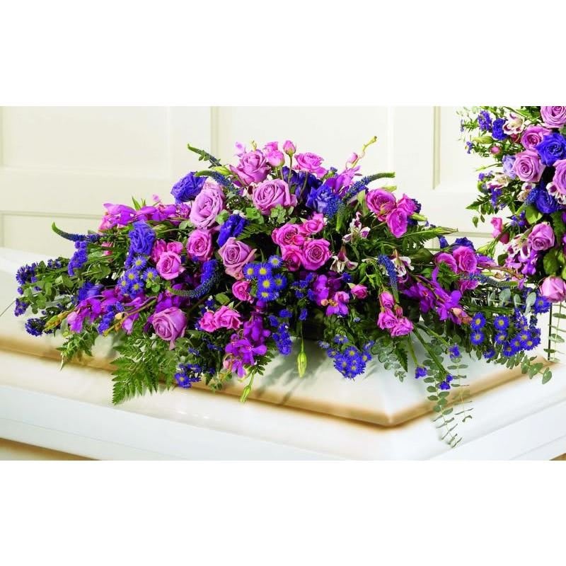 Jewel Toned Tribute Casket Spray Flower Bouquet