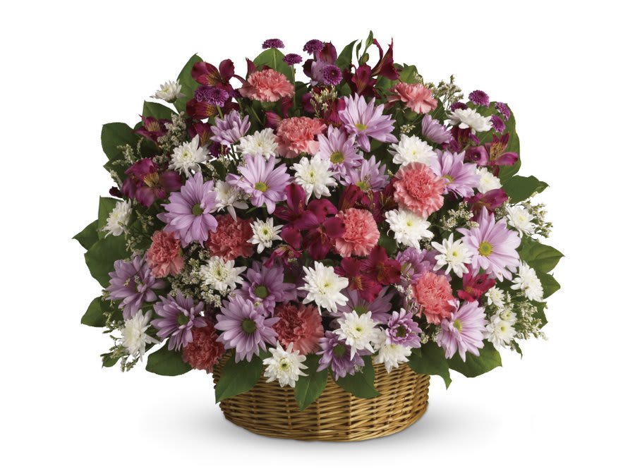 Mixed Pink & Purple Basket Arrangement Flower Bouquet