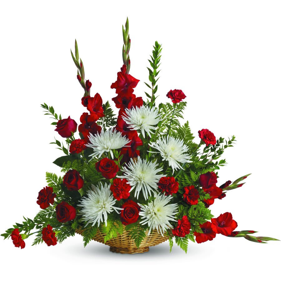 Red & White Wicker Basket