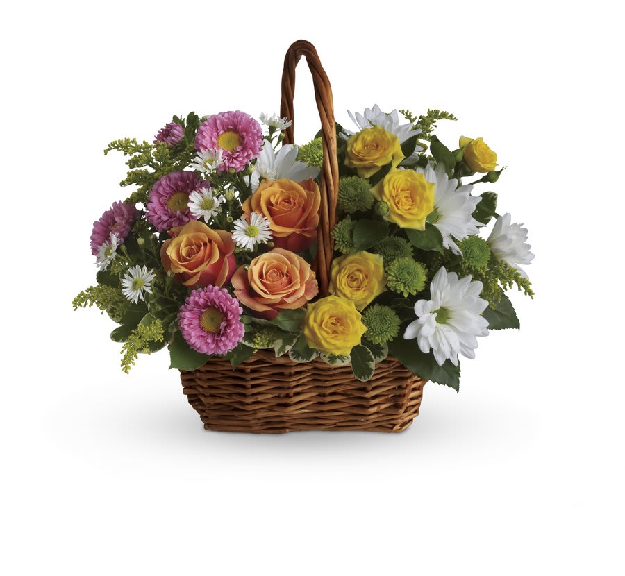 Mixed Garden Basket Arrangement Flower Bouquet