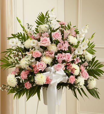 Pink & White Standing Basket Flower Bouquet