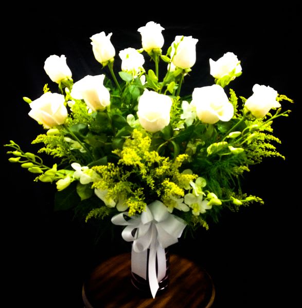 White Rose & Orchid Flower Bouquet