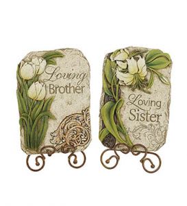 Sister Plaque/Stepping Stone with Easel Flower Bouquet