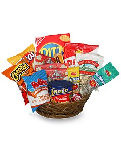 Salty Snacks Basket Flower Bouquet