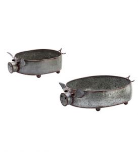 Galvanized Pig Planter