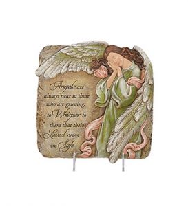 Memorial Angel Plaque with Easel Flower Bouquet