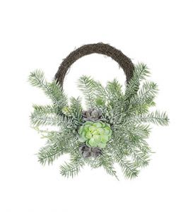 Iced Pine & Succulent Wreath