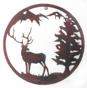 Round Deer and Tree Wall Plaque