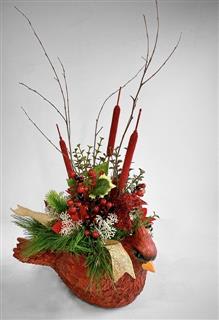 Cardinals Appear Silk  Flower Bouquet