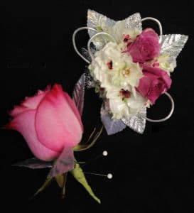 Chic Pink Wristlet and Boutonniere Set
