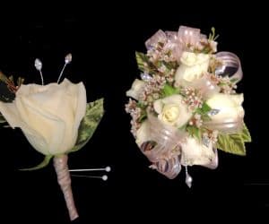 Blushing Ivory Wristlet and Boutonniere Set